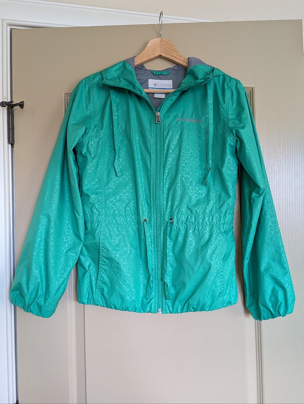 Columbia Green Geometric Floral Rain Jacket Windbreaker - XS